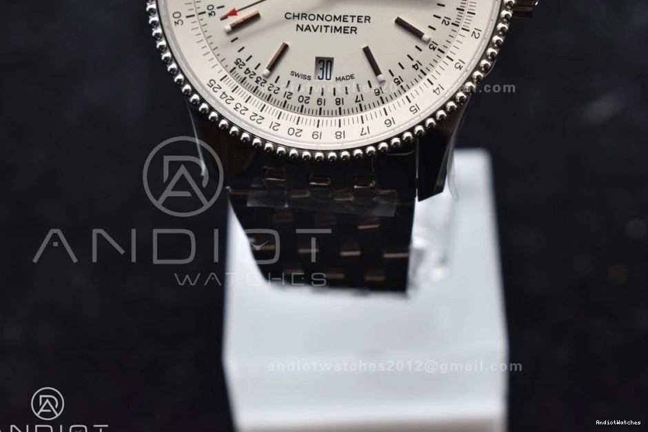 SS Navitimer Bracelet 1:1 Functional RG White 1 923 on Edition V7F Best A Dial Bezel SS 0827